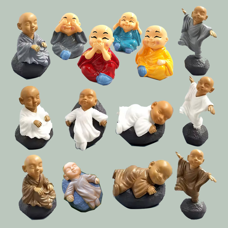 Japan Bonsai Garden - 4pcs Chinese Kongfu Monk Miniature Figurines