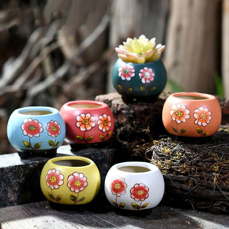Bonsai Garden Europe - 6 Pcs/Set Porcelain Handpainted Floral Pattern