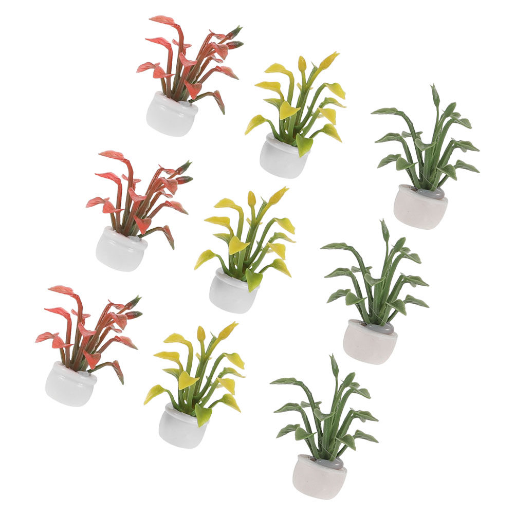 Bonsai Garden Desk - 9Pcs Miniature Potted Plant Resin Artificial