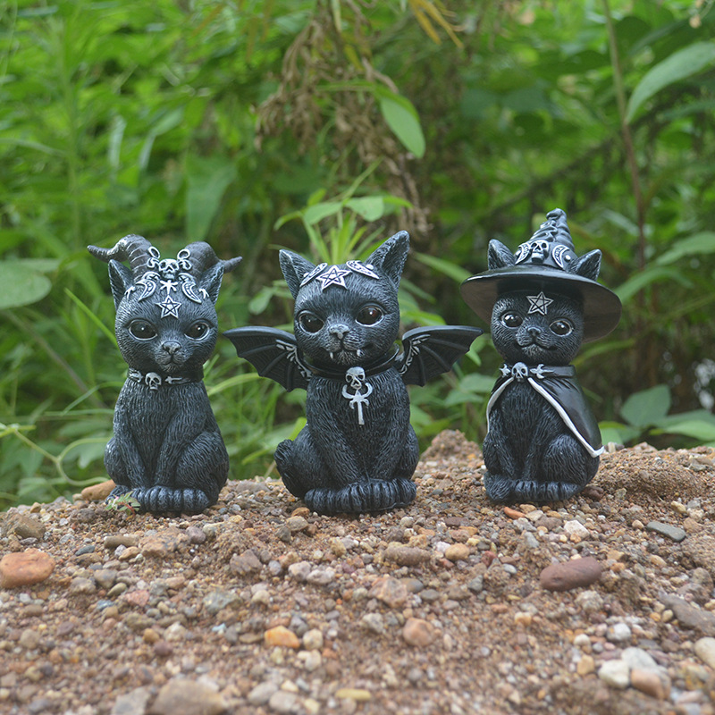 Halloween Magic Cat Resin Craf - Bonsai Garden Desk 评论和价格