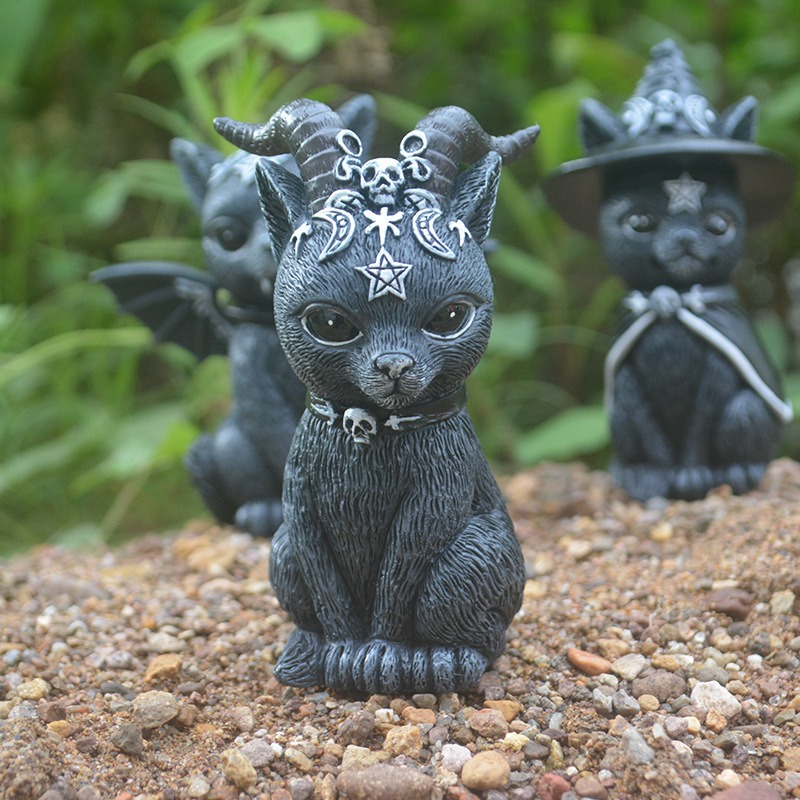 Halloween Magic Cat Resin Craf - Bonsai Garden Desk 评论和价格