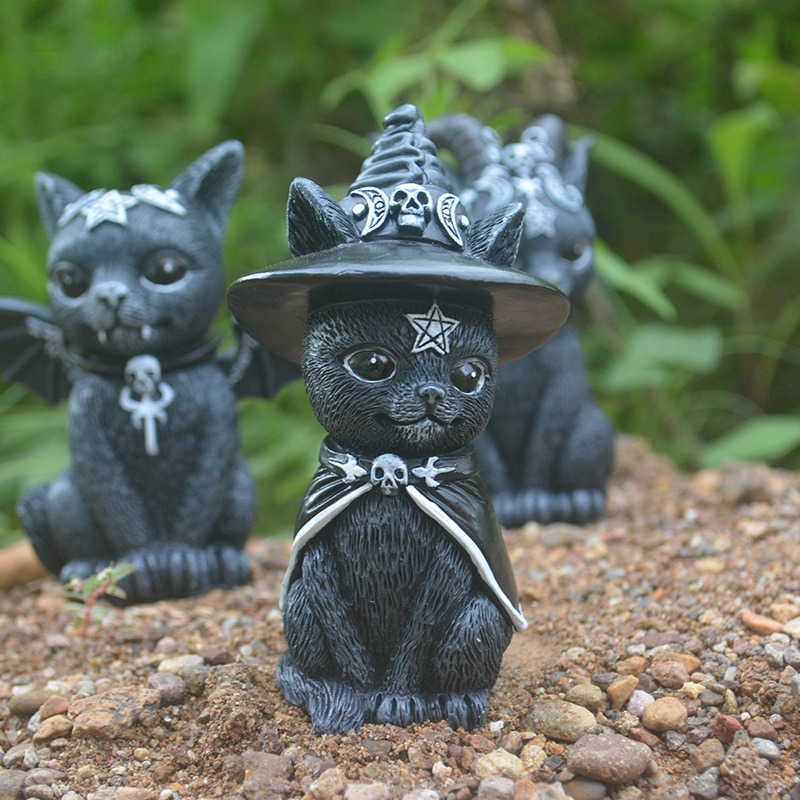 Halloween Magic Cat Resin Craf - Bonsai Garden Desk 评论和价格