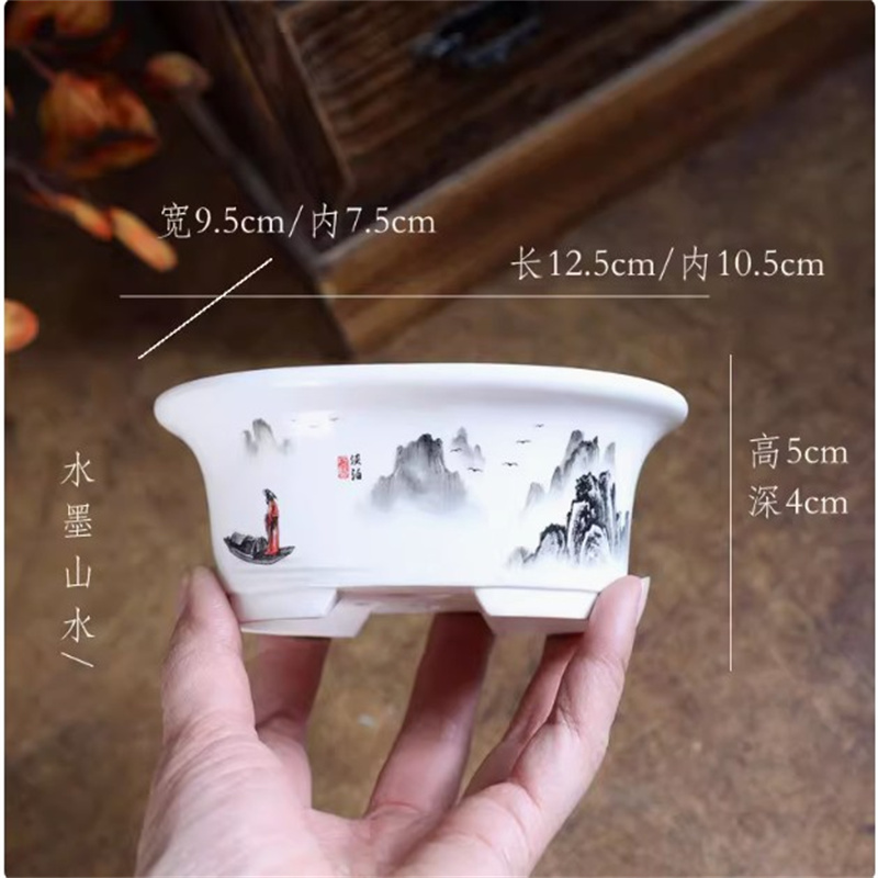 Porcelain White Oval Bonsai Po - Bonsai Garden Desk 评论和价格