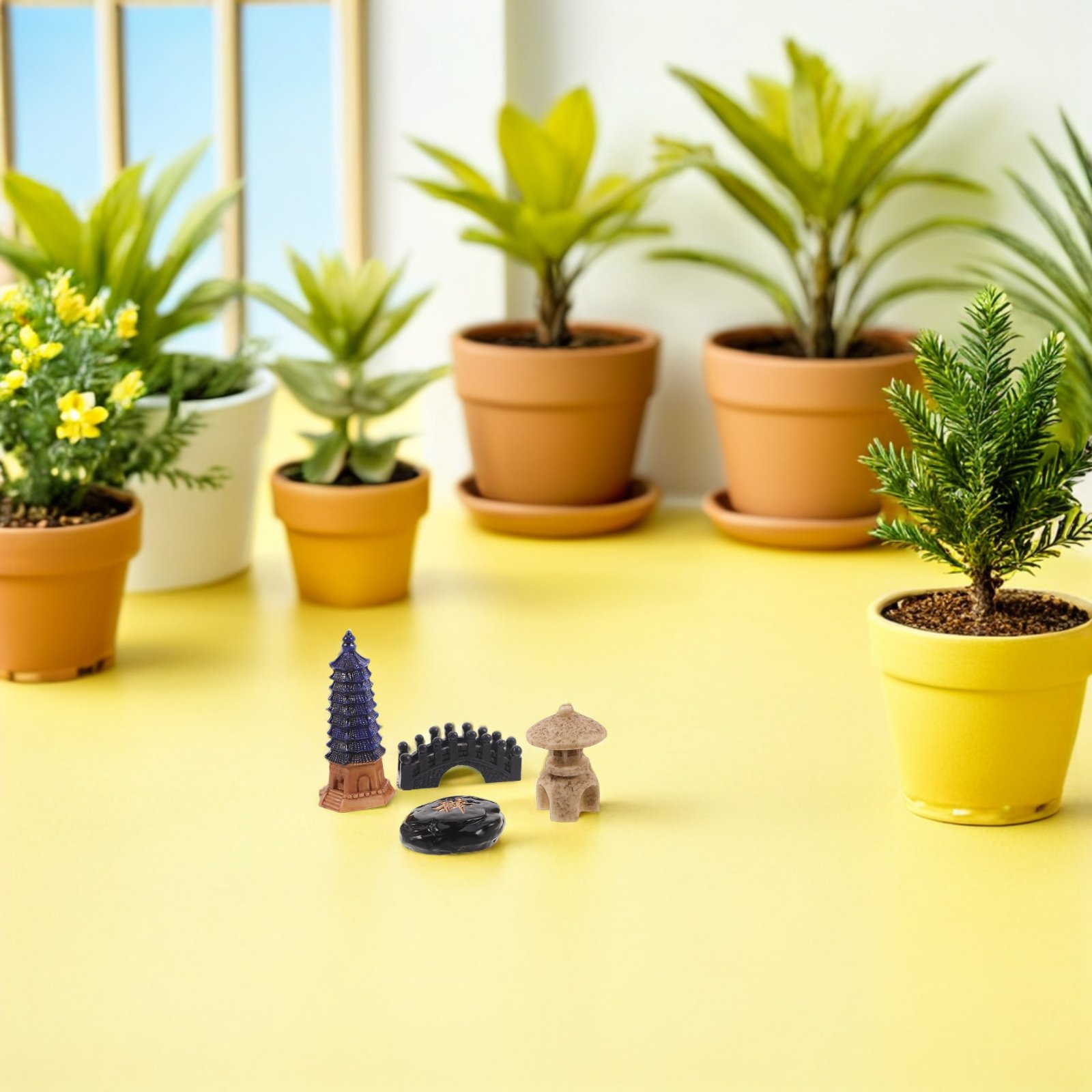4Pcs Mini Japanese Pagoda Stat - Bonsai Garden Desk 评论和价格
