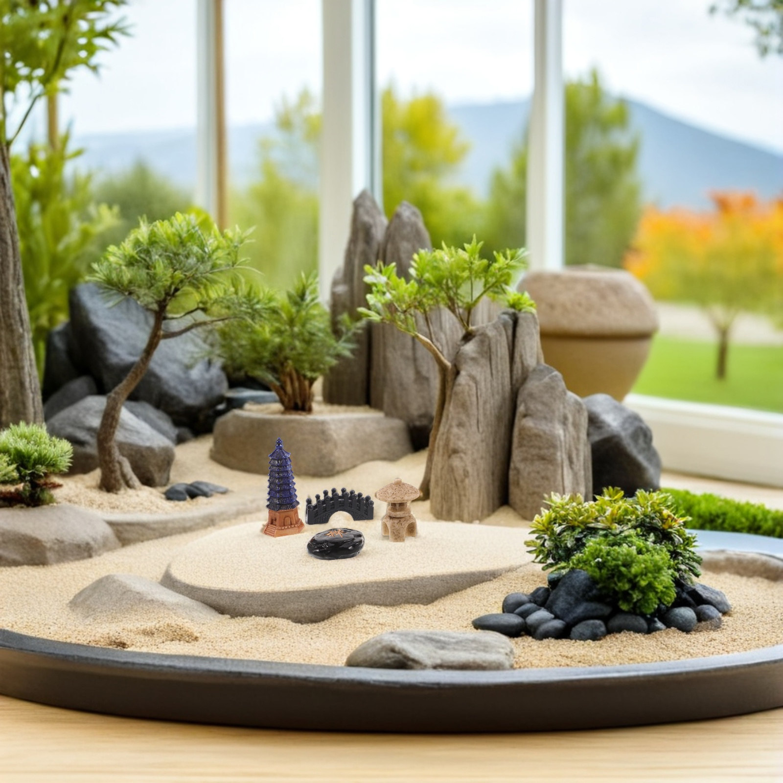 4Pcs Mini Japanese Pagoda Stat - Bonsai Garden Desk 评论和价格