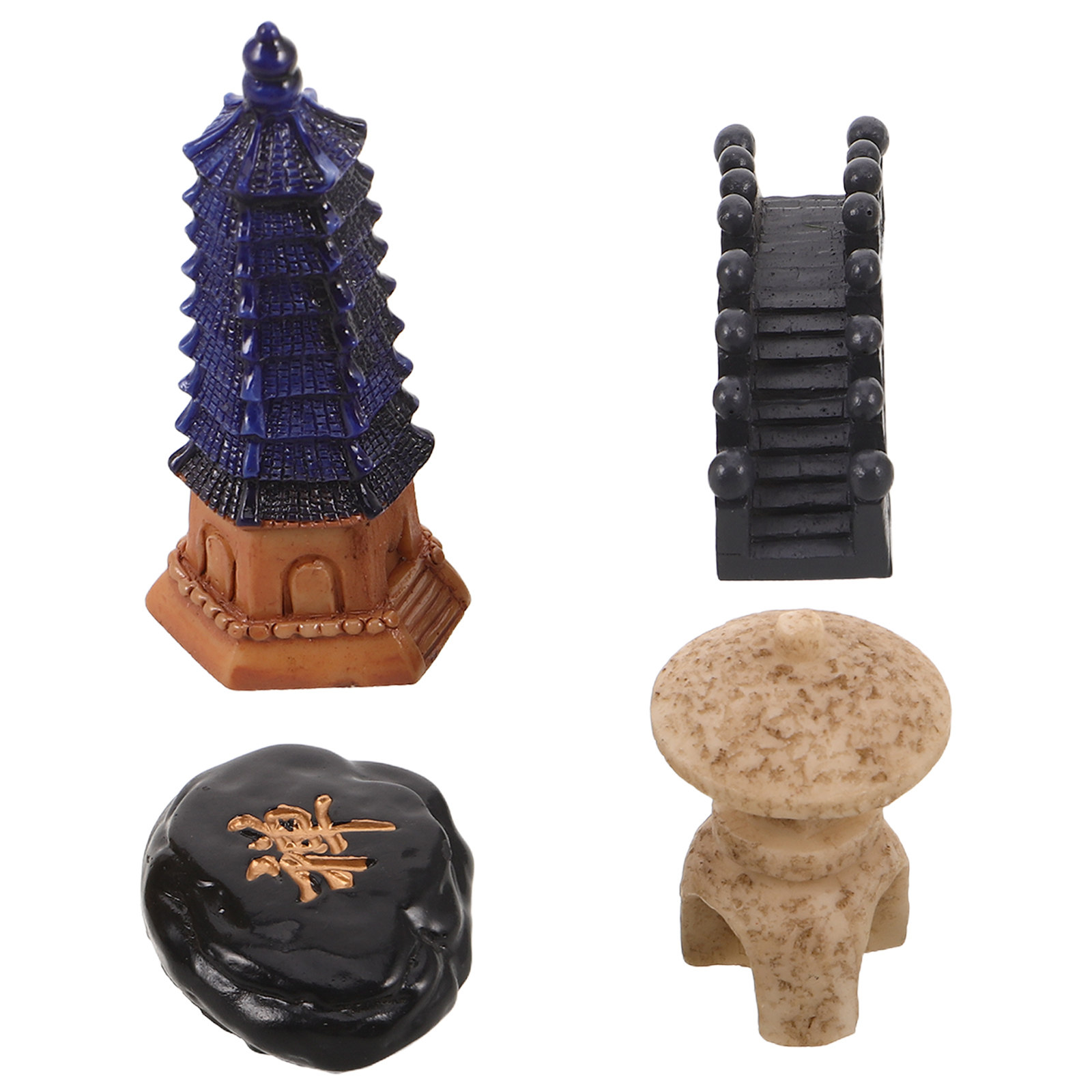 4Pcs Mini Japanese Pagoda Stat - Bonsai Garden Desk 评论和价格