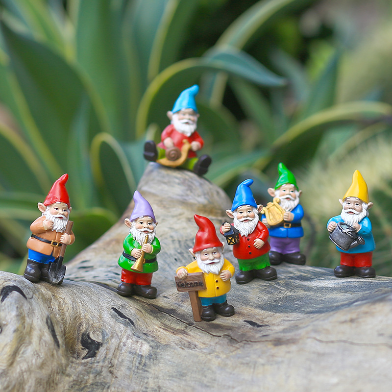 7Pcs/Set Miniature Funny Gnome - Bonsai Garden Desk 评论和价格