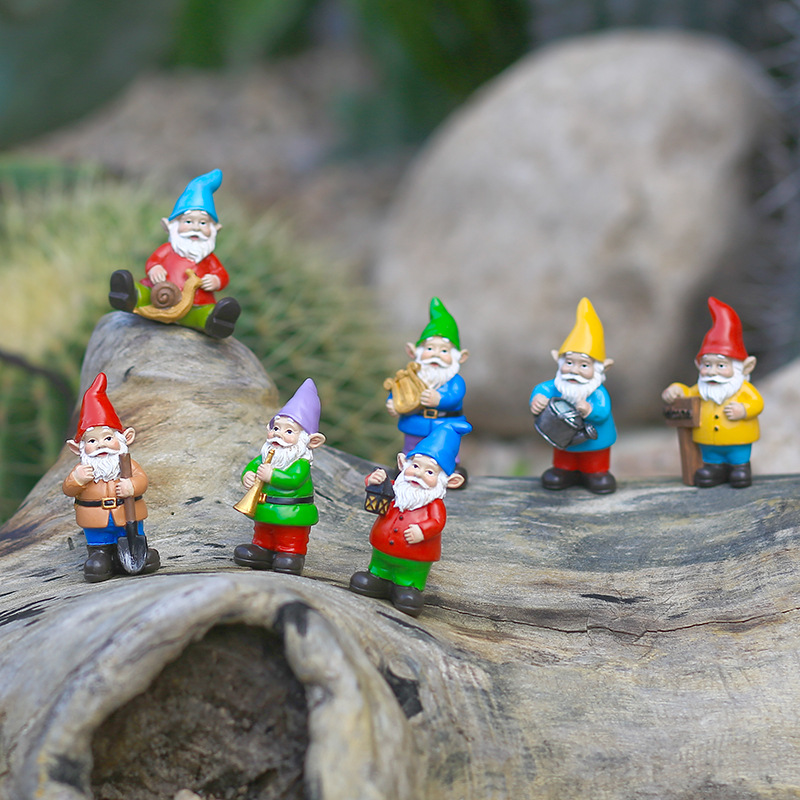 7Pcs/Set Miniature Funny Gnome - Bonsai Garden Desk 评论和价格