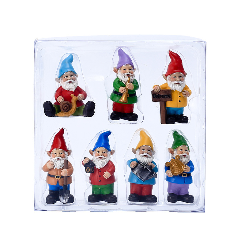 7Pcs/Set Miniature Funny Gnome - Bonsai Garden Desk 评论和价格