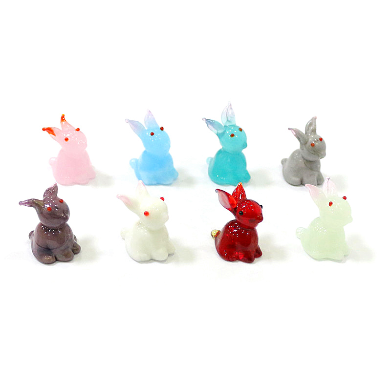 2pcs Mini Glass Bunny Figurine - Japan Bonsai Garden 评论和价格