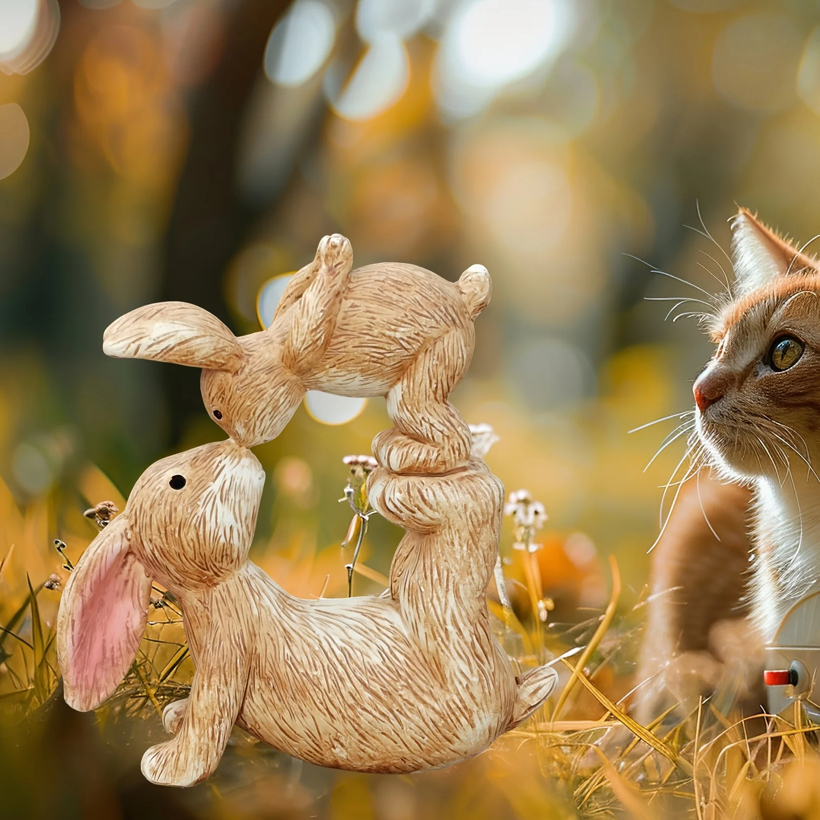 Garden Resin Kissing Bunny Sta - Bonsai Garden Desk 评论和价格